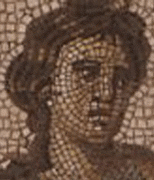 Mosaic image of a muse inspiring Vergil.